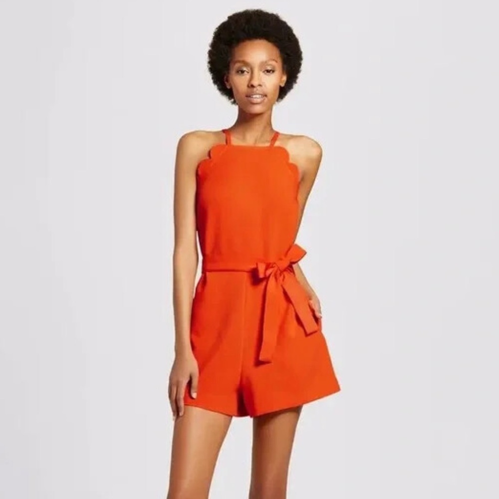 Victoria Beckham for Target Orange Scalloped Romper Size XS